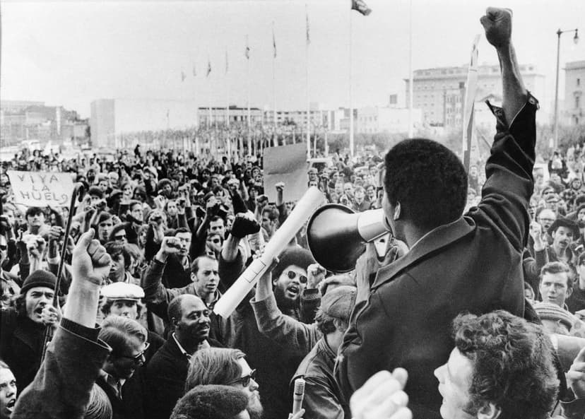 Photo of Black Student Union Strike for Black Studies at San Francisco State College, 1968