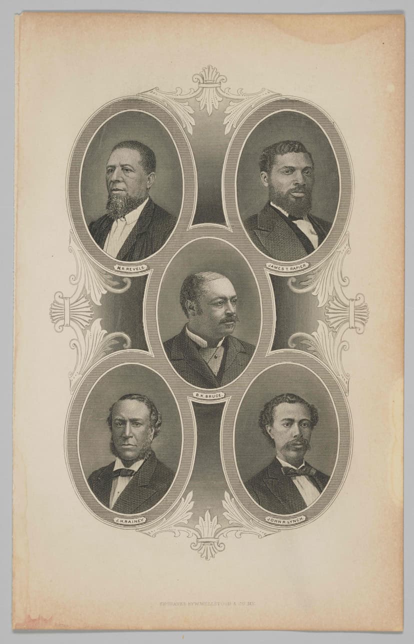 Engraved Portrait of Five African American Legislators from Reconstruction Congresses, Early 1880s